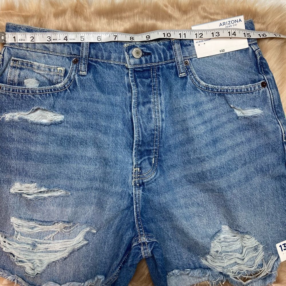 Arizona High-waist Distressed Faded Ripped Frayed Hem Denim Shorts - Picture 11 of 11